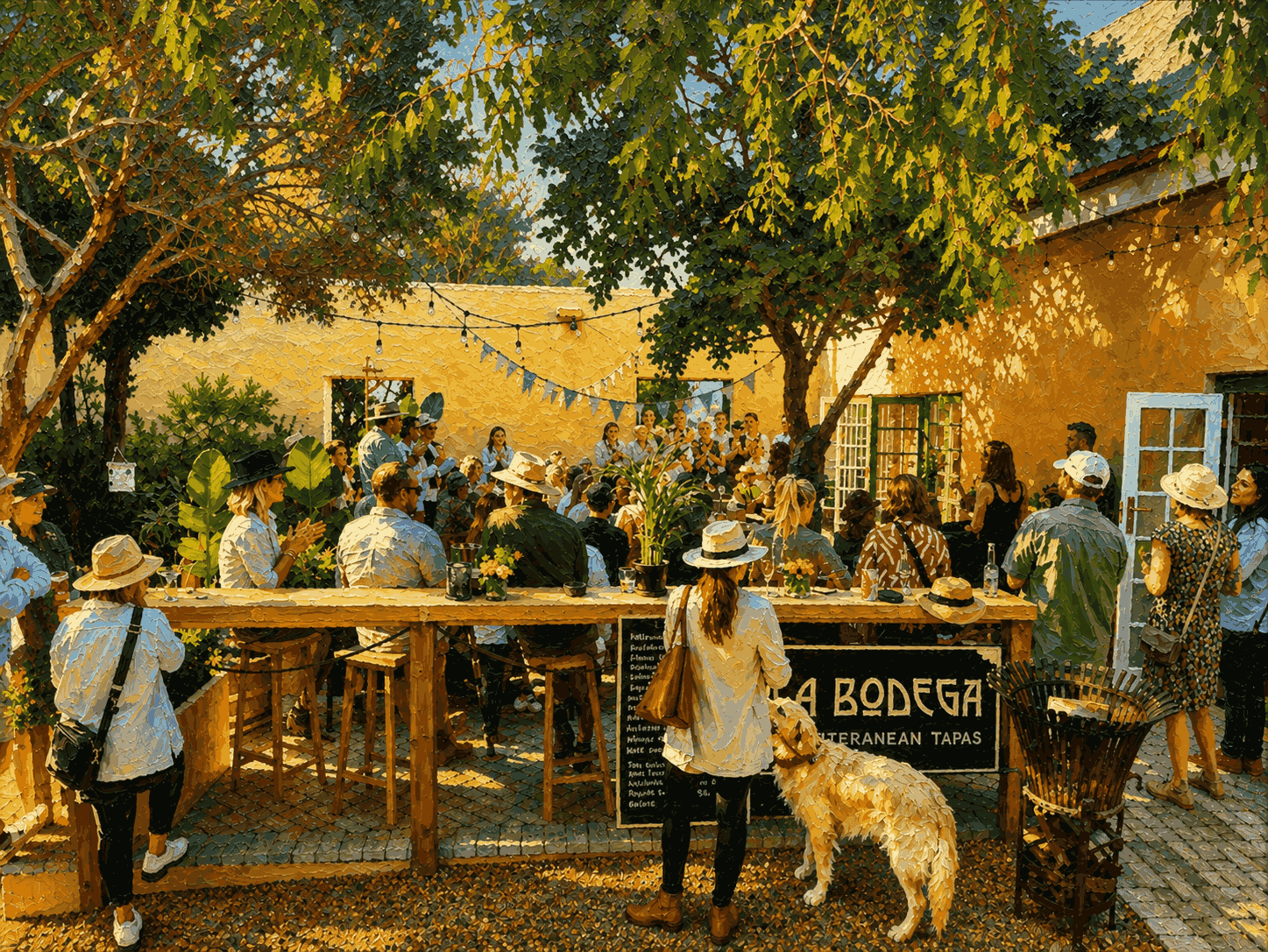 Sunny courtyard dining at La Bodega